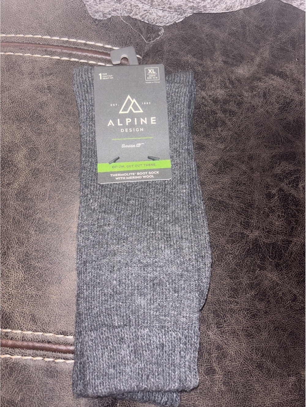 Alpine Design Merino Wool Thermolite Boot Socks Gray XL Heavyweight NWT